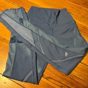 ALO YOGA PIC LEGGINGS BLUE MESH FULL LENGTH SIZE XS